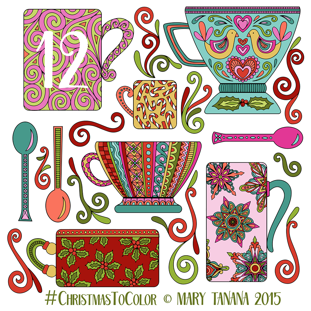 © Mary Tanana 2015 Christmas to Color-Mugs