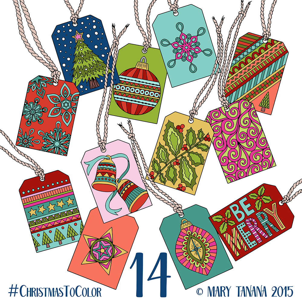 © Mary Tanana 2015 Christmas to Color-Gift Tags