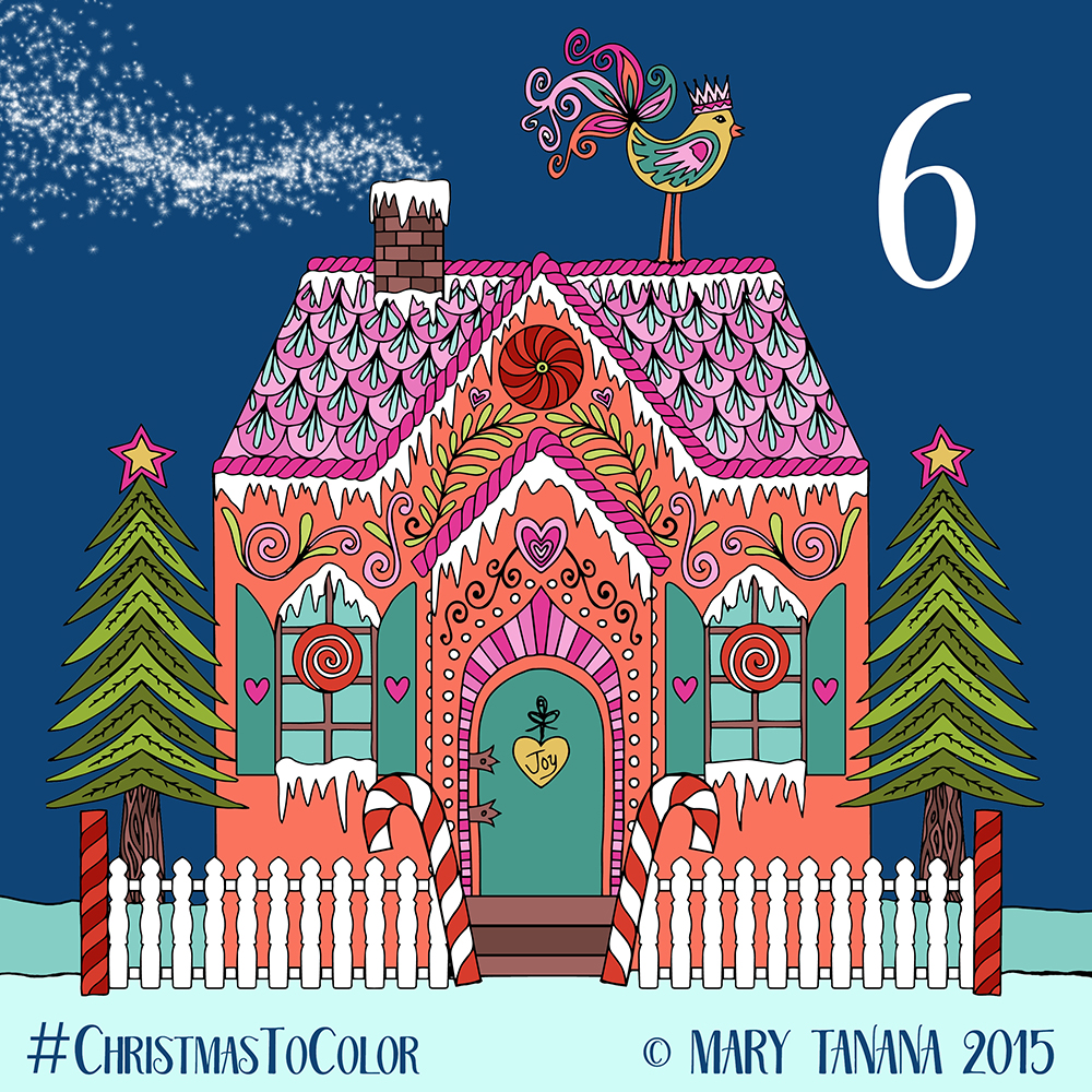 © Mary Tanana 2015 Christmas to Color Gingerbread House